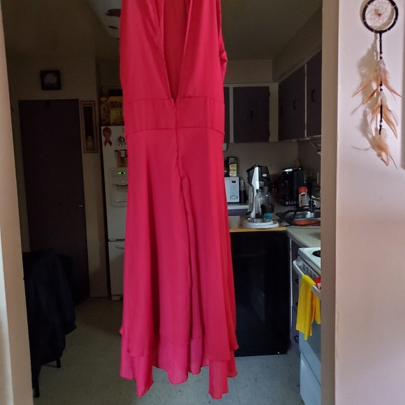 Womens Red Chiffon Dress - Picture 1 of 5